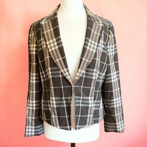 Nine West Plaid Blazer with Hook & Eye Closure - Size 12